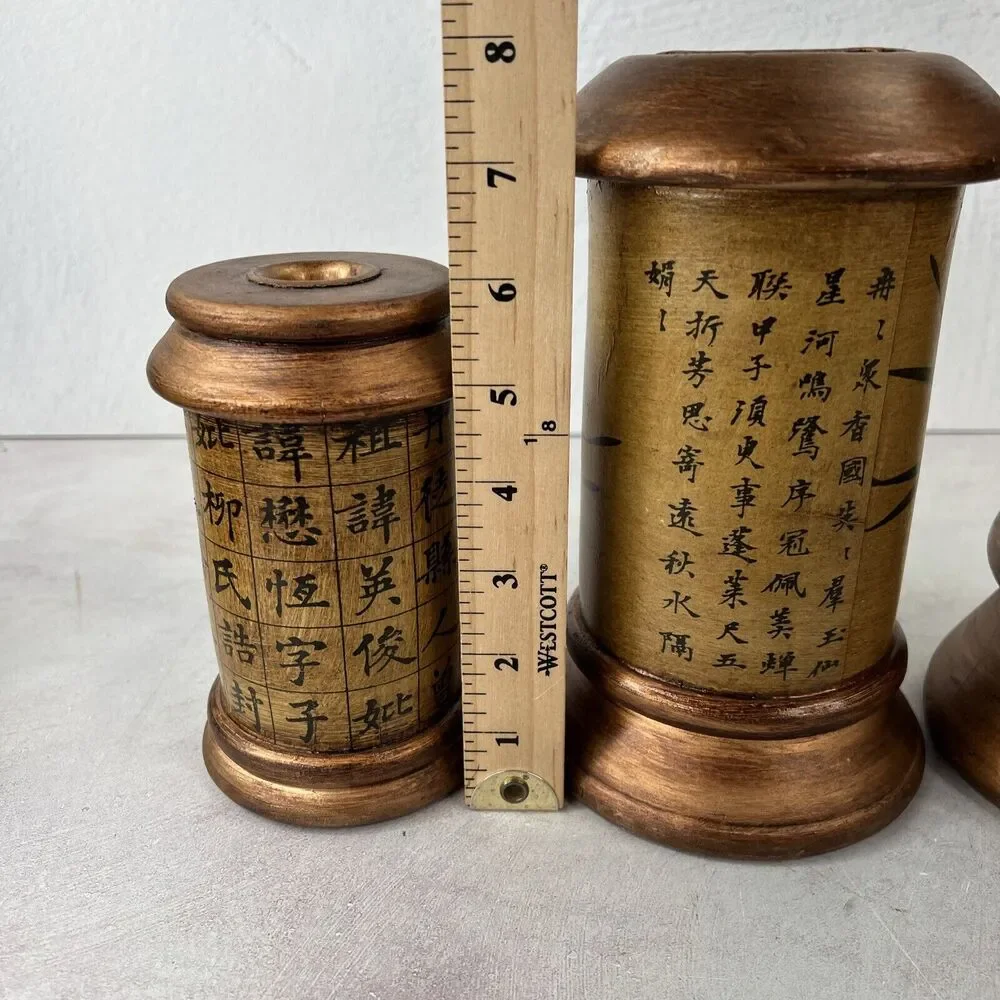 Vintage Chinese Themed Candle Holders‎ Set Of 3